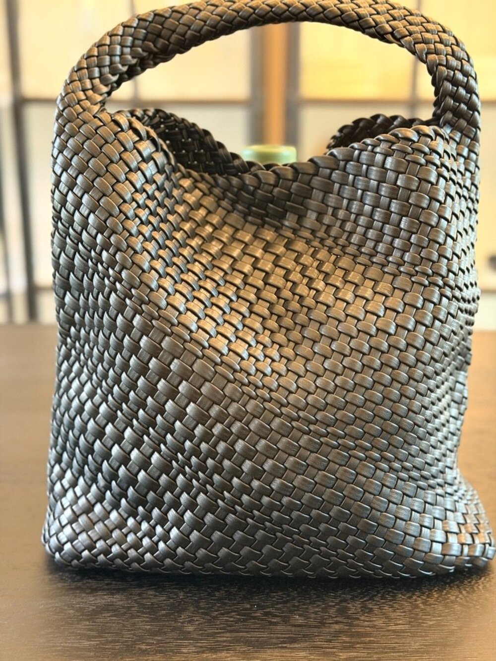 Woven Black Basket Weave Top Handle Bag Unbranded Boutique Mini Tote